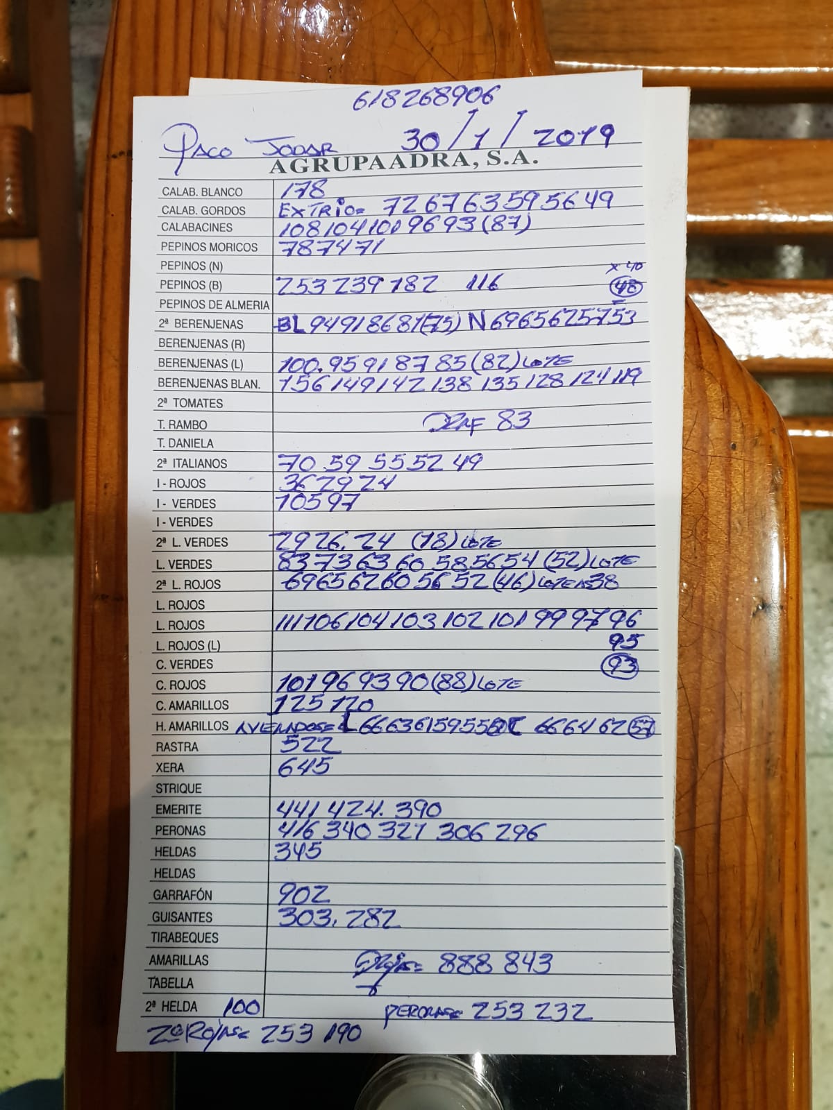 Subasta hortofrutícola AgrupaAdra 30 de Enero 2019