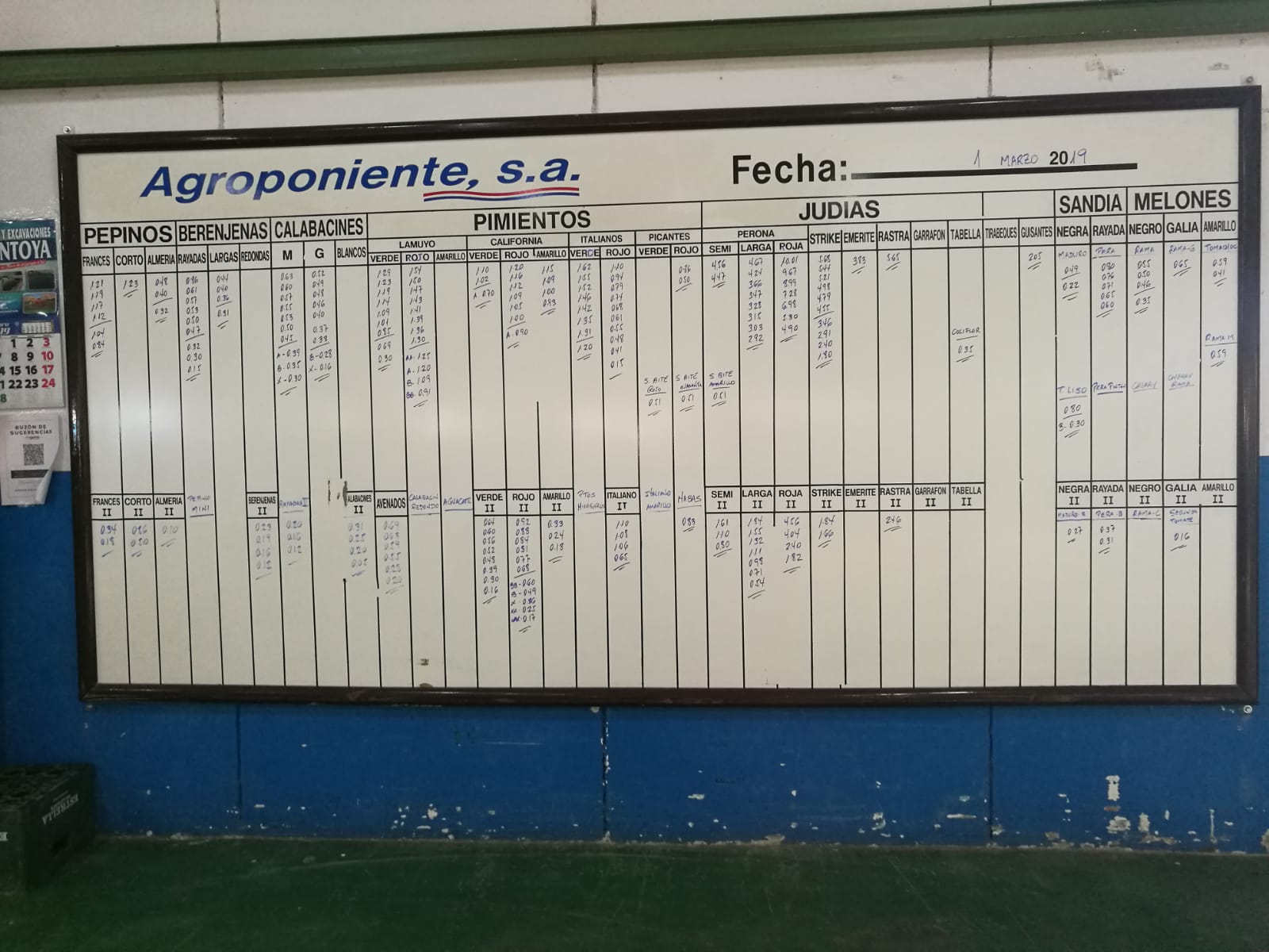 Pizarra Agroponiente La Redonda 1 de Marzo 2019