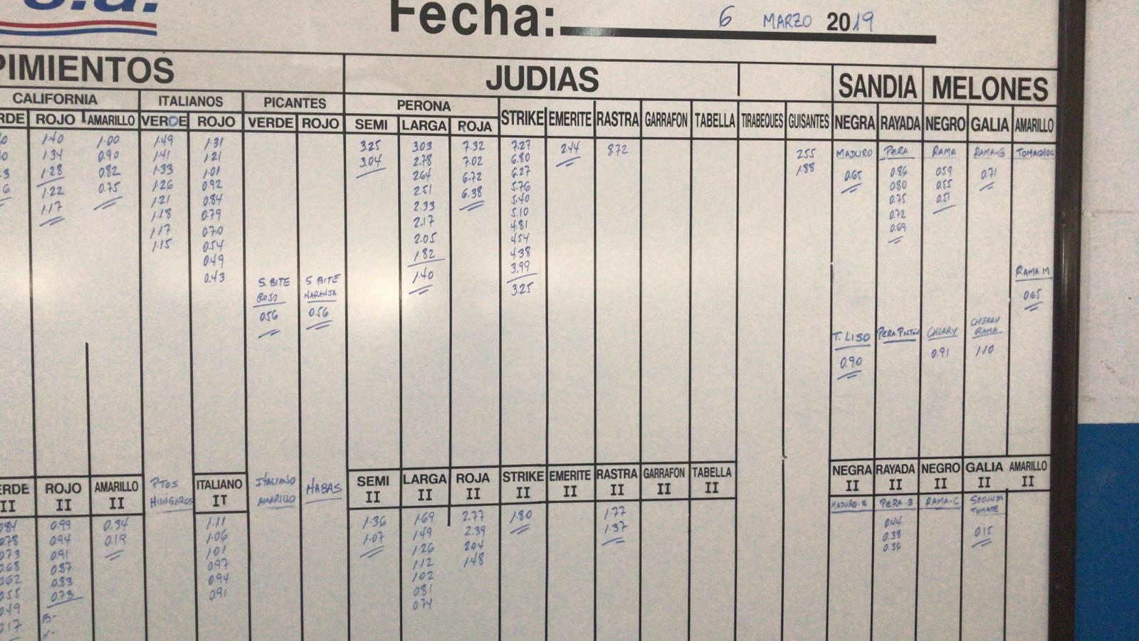 Pizarra Agroponiente La Redonda 6 de Marzo 2019