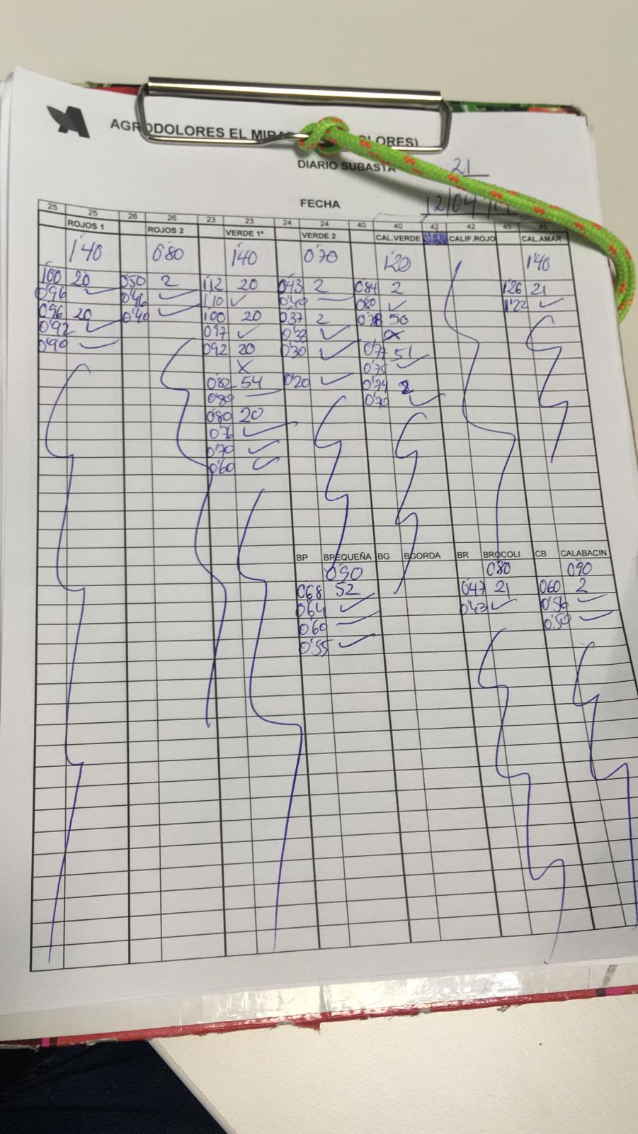 Subasta hortofrutícola Agrodolores Dolores 12 de Abril 2019