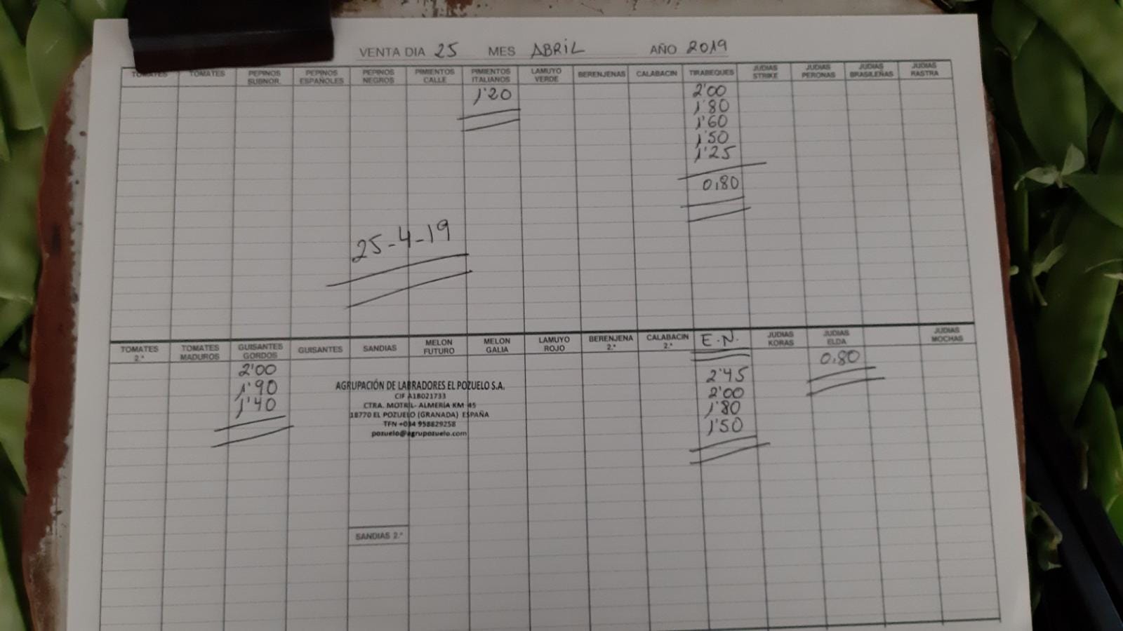 Subasta hortofrutícola El Pozuelo Albuñol 25 de Abril 2019