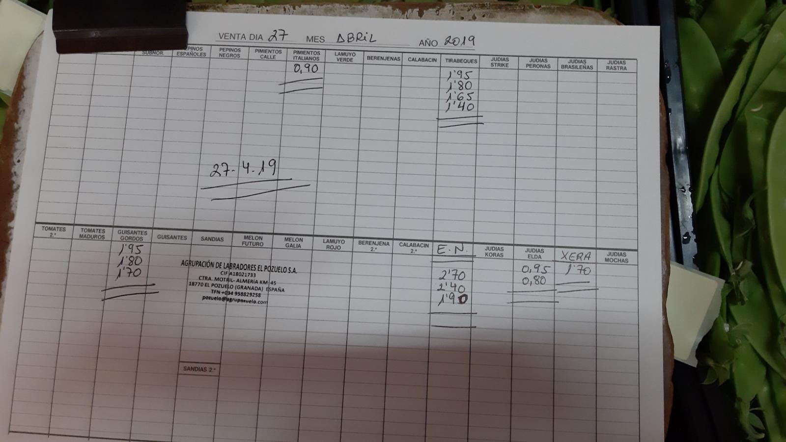 Subasta hortofrutícola El Pozuelo Albuñol 27 de Abril 2019