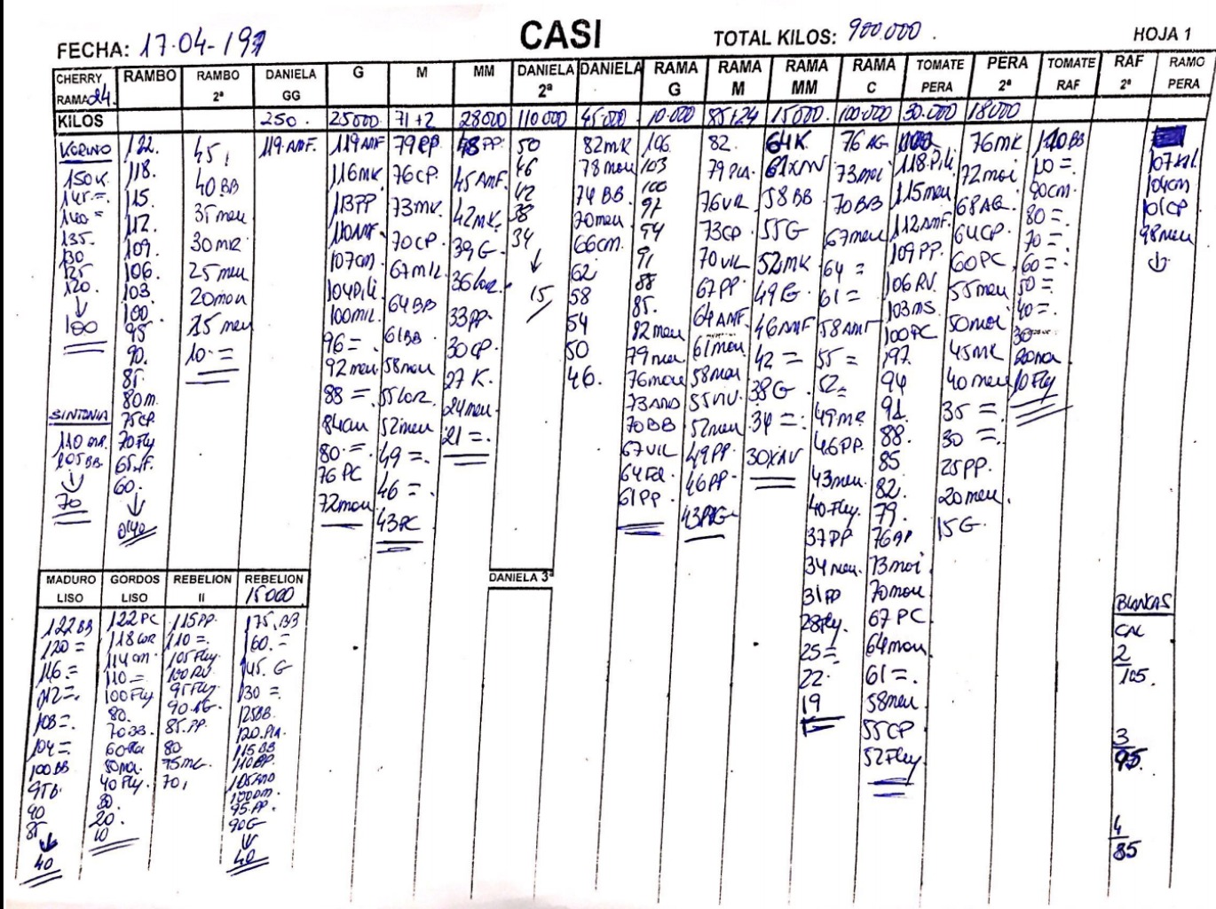 Subasta hortofrutícola CASI 17 de Abril 2019