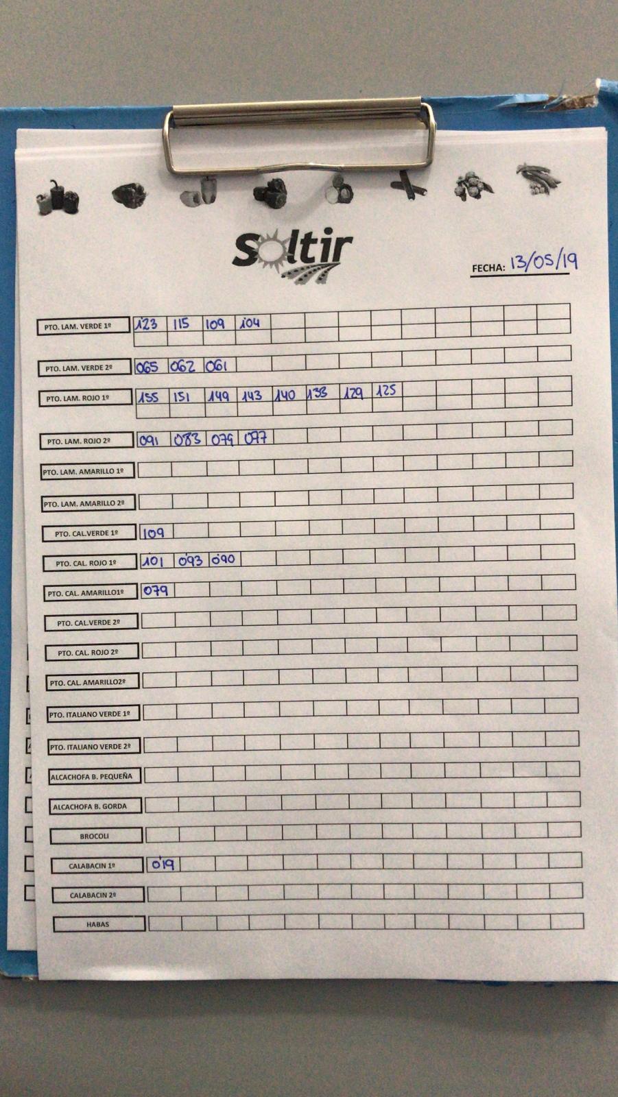 Subasta hortofrutícola Soltir 13 de Mayo 2019